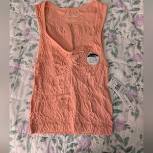 Wallflower Women's XS Pink Peach Textured V Neck Tank Crop Top